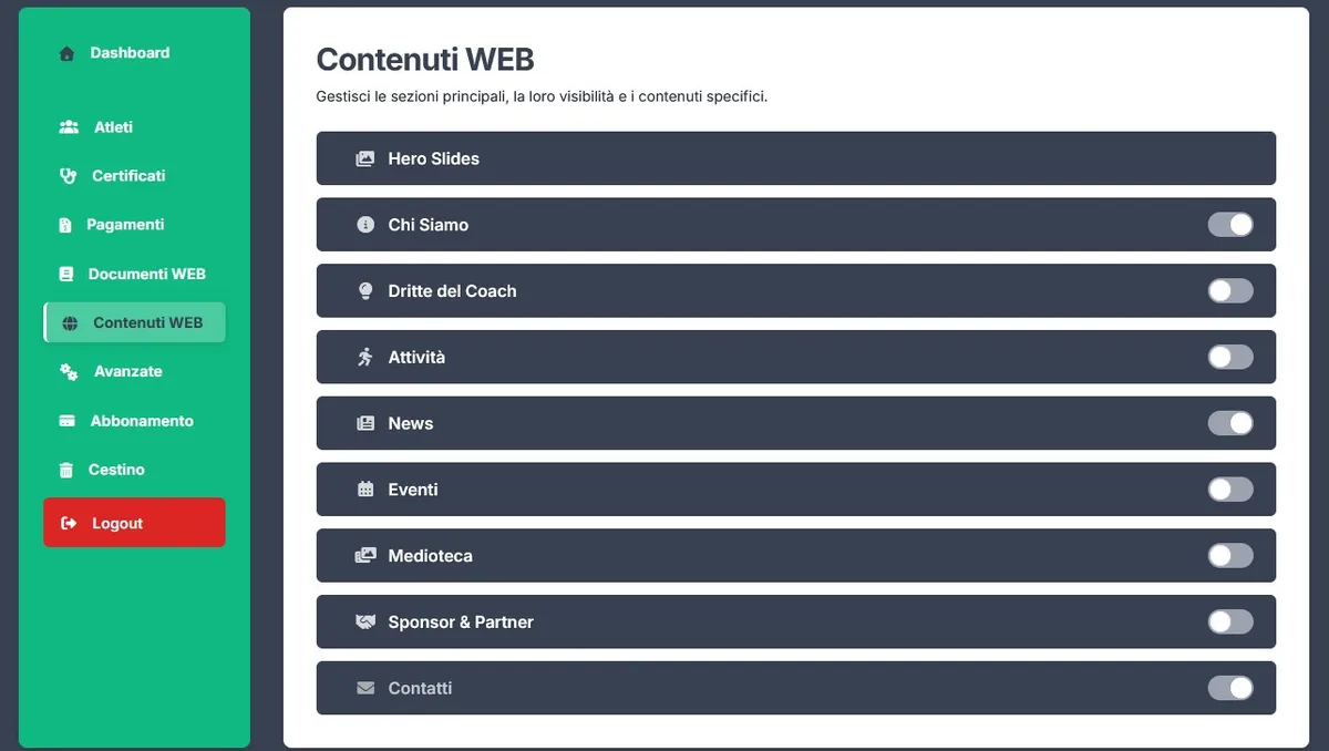 Come attivare il sito web della tua ASD con cluBase.it