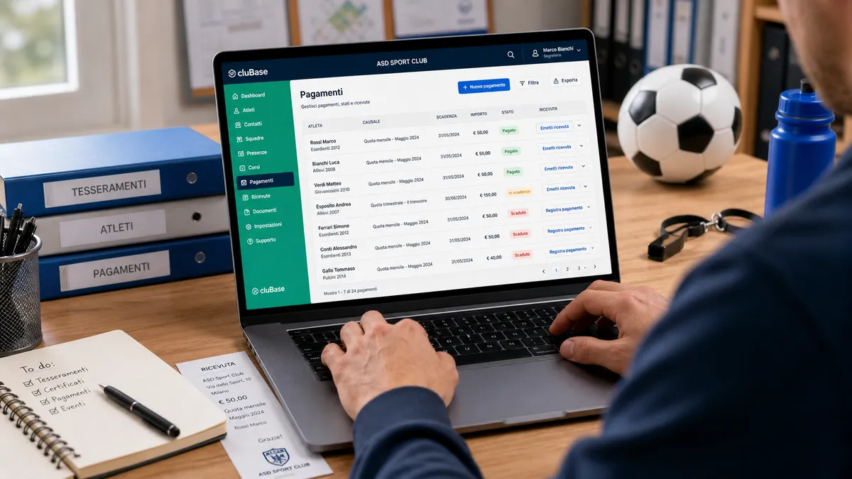 Pagamenti e ricevute: cluBase.it toglie l'incubo del fine stagione